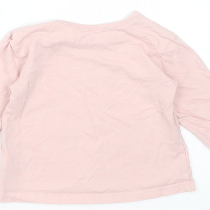 George Girls Pink  Cotton Basic T-Shirt Size 6-9 Months Round Neck  - Wide Awake
