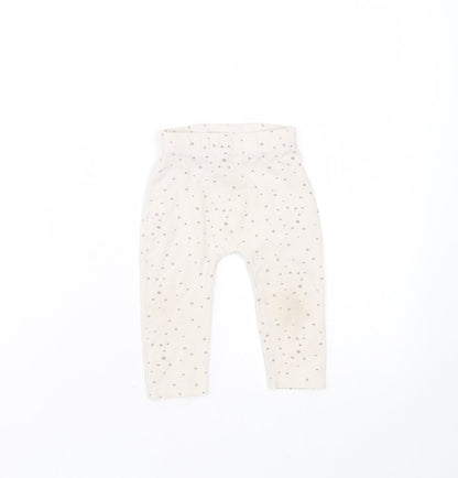 George Girls Beige Spotted Cotton  Trousers Size 6-9 Months   - leggings