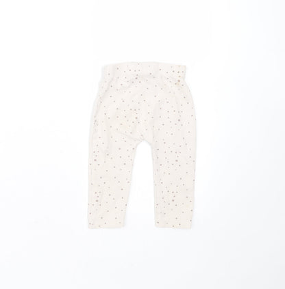 George Girls Beige Spotted Cotton  Trousers Size 6-9 Months   - leggings