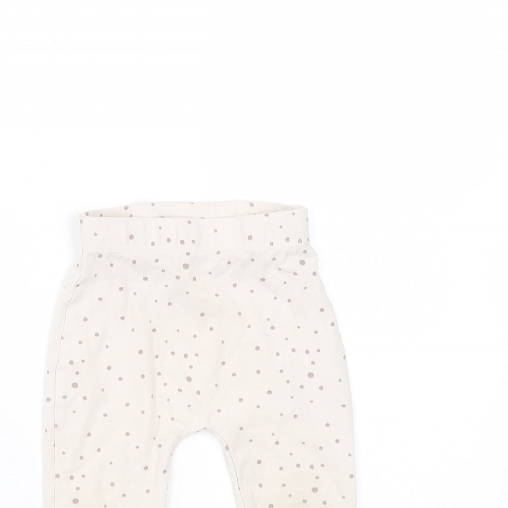 George Girls Beige Spotted Cotton  Trousers Size 6-9 Months   - leggings