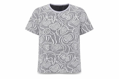 Bonmarché Womens Grey Geometric Nylon Basic T-Shirt Size 14 Round Neck
