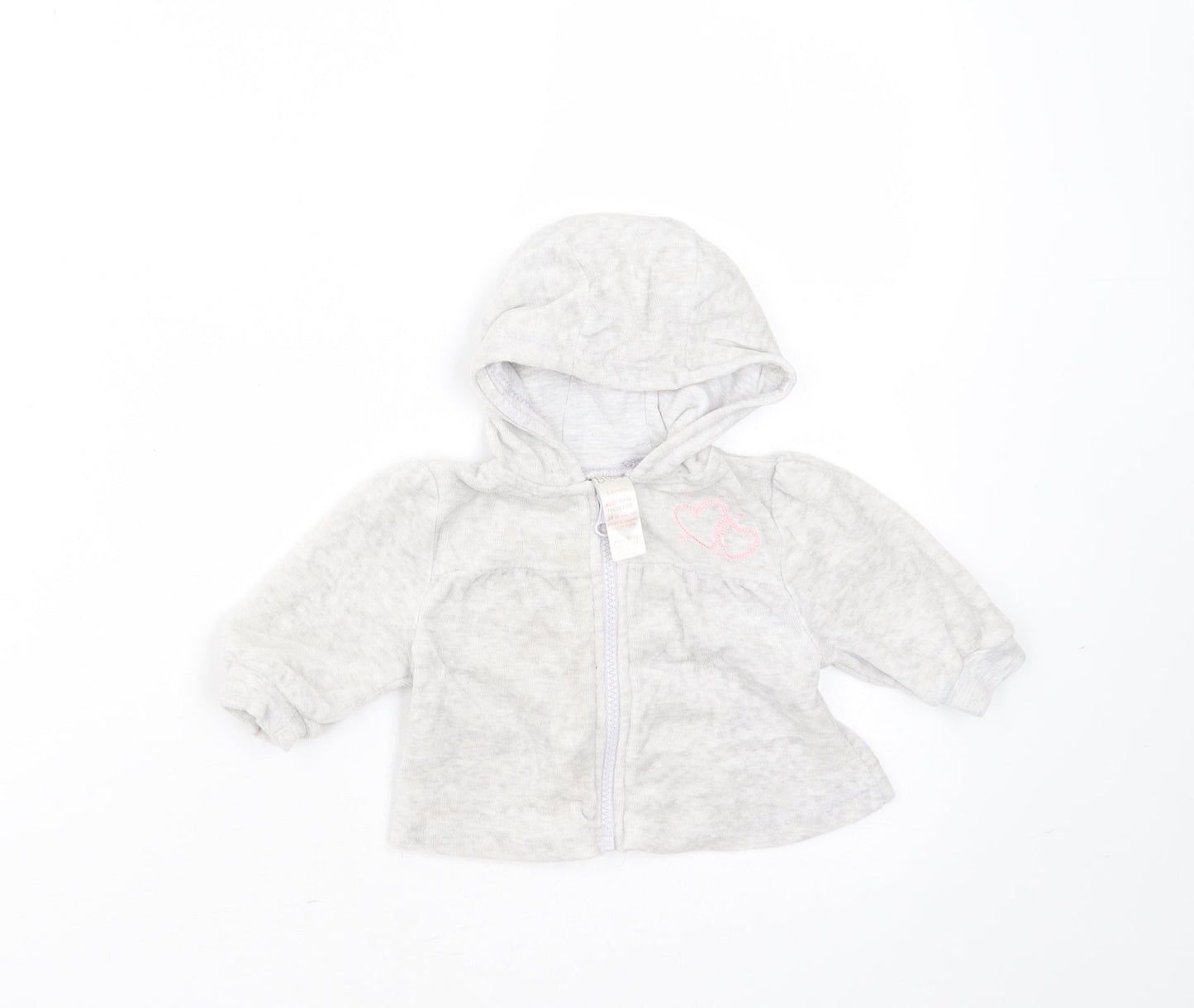 Baby Girls Grey  Cotton Full Zip Jumper Size 3-6 Months  Zip - hoodie