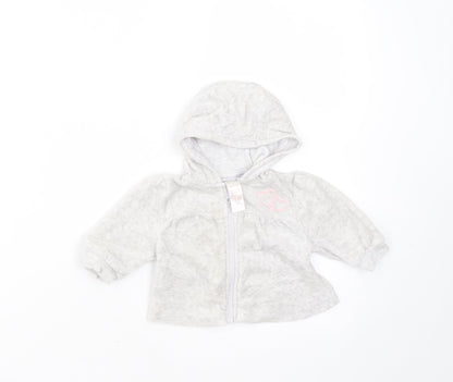 Baby Girls Grey  Cotton Full Zip Jumper Size 3-6 Months  Zip - hoodie