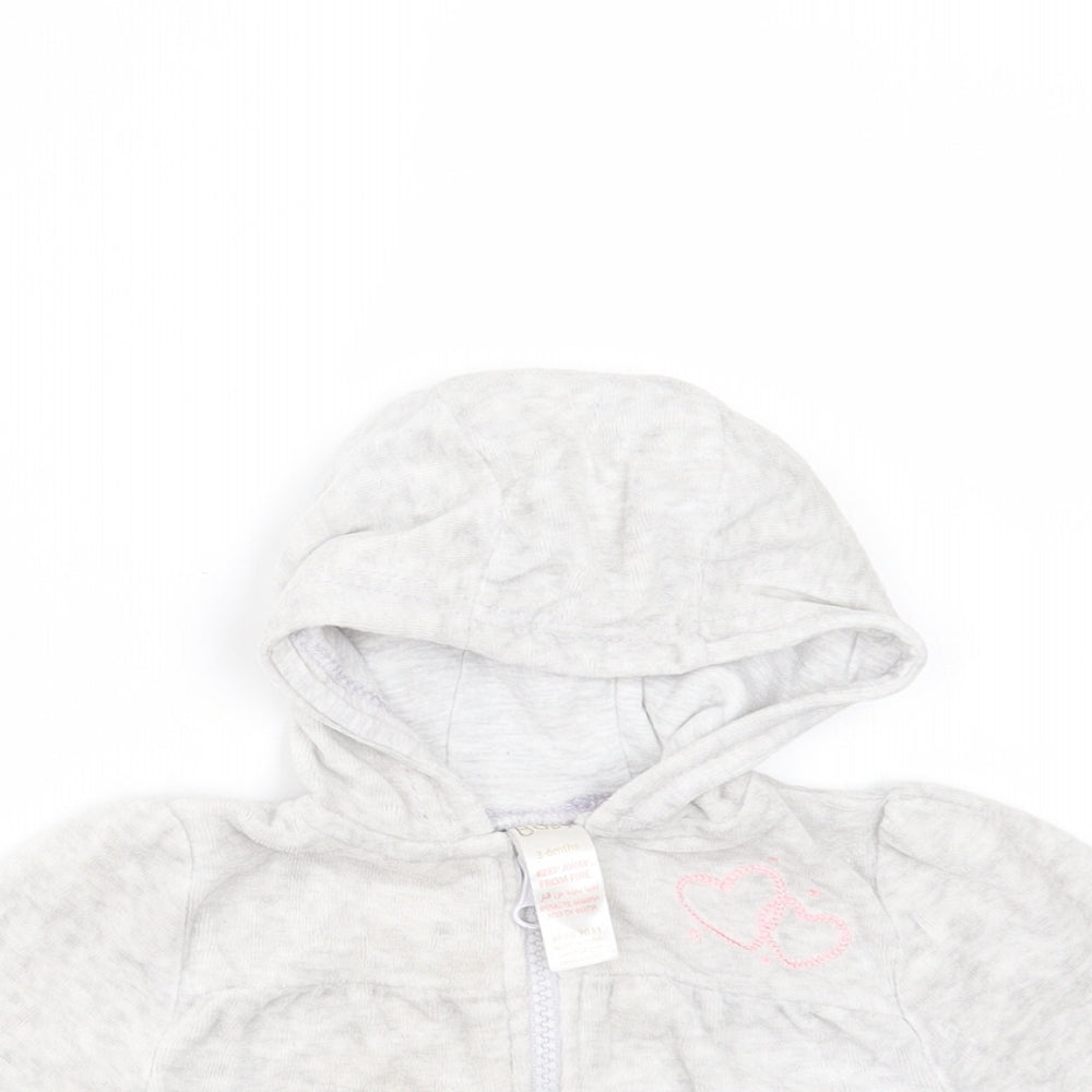 Baby Girls Grey  Cotton Full Zip Jumper Size 3-6 Months  Zip - hoodie