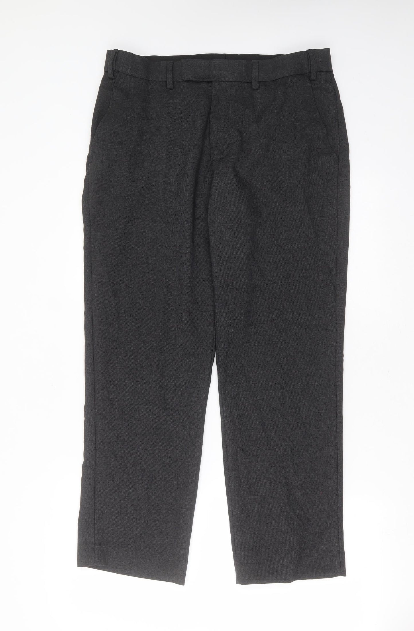 F&F  Mens Grey  Polyester Trousers  Size 34 in L28 in Regular Zip