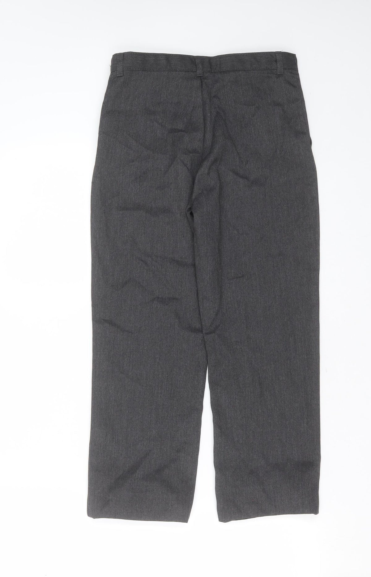 Back view of George boys’ grey polyester trousers, size 9-10, years regular zip - school