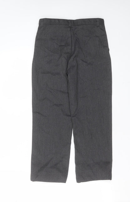 Back view of George boys’ grey polyester trousers, size 9-10, years regular zip - school