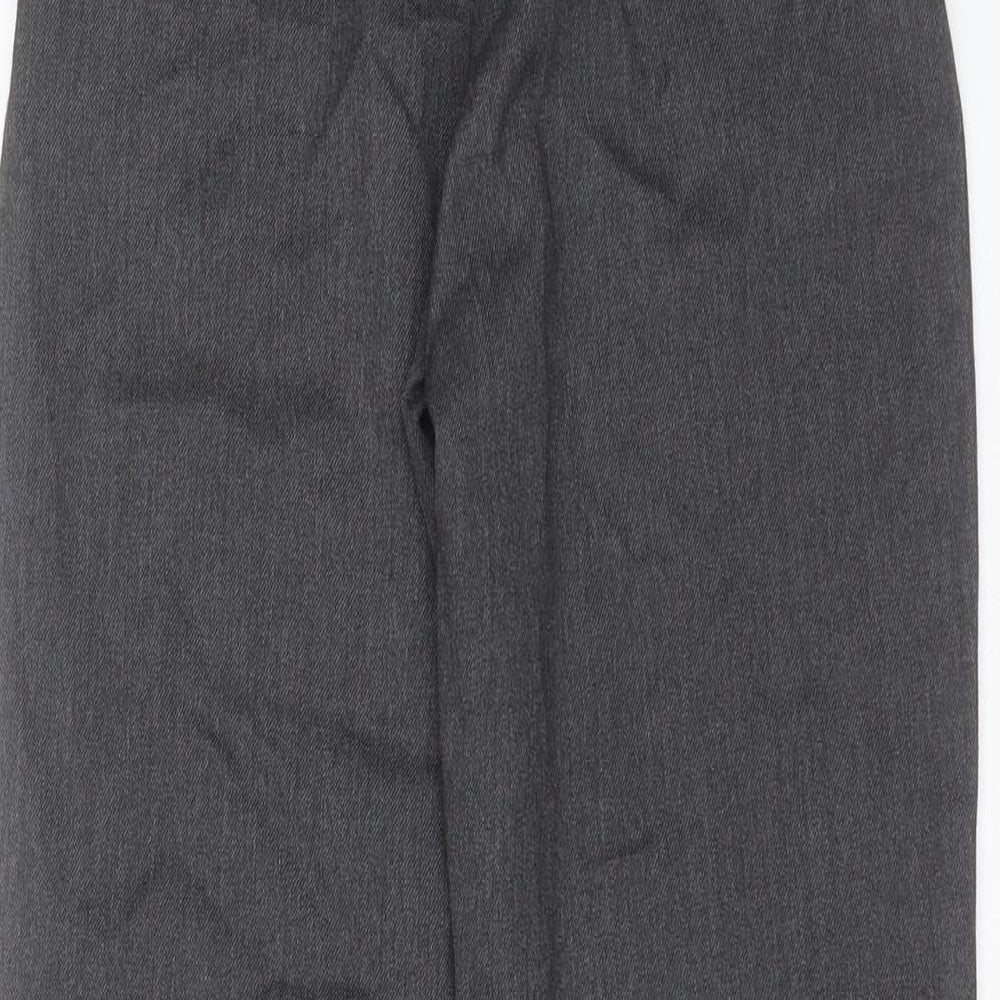 Brand and care label for George boys’ grey polyester trousers, size 9-10, years regular zip - school