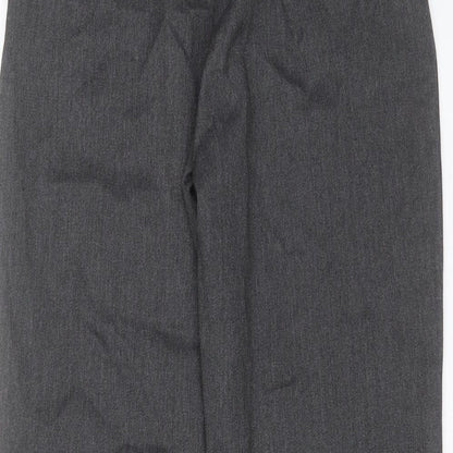 Brand and care label for George boys’ grey polyester trousers, size 9-10, years regular zip - school