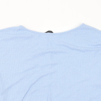 SheIn Womens Blue Round Neck Striped Polyester Pullover Jumper Size L