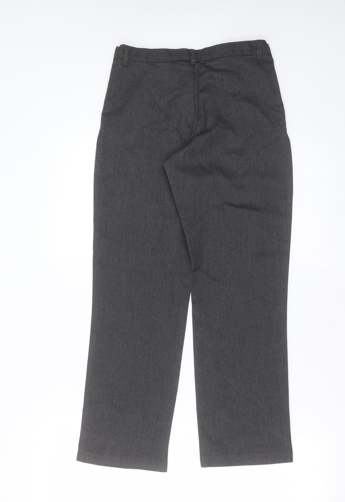Back view of George boys’ grey polyester trousers, size 9-10, years regular zip - school