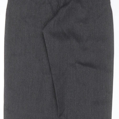 Brand and care label for George boys’ grey polyester trousers, size 9-10, years regular zip - school