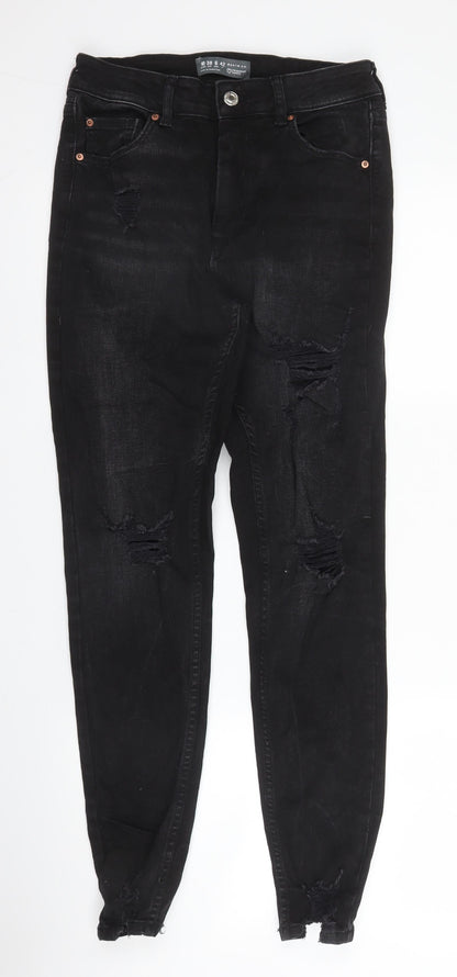 Primark Womens Black  Cotton Skinny Jeans Size 10 L28 in Regular Zip