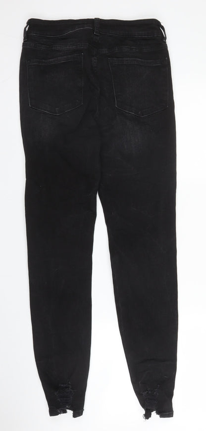 Primark Womens Black  Cotton Skinny Jeans Size 10 L28 in Regular Zip