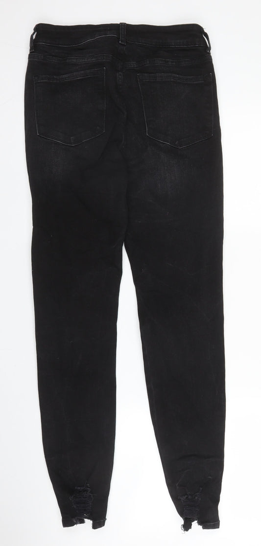 Primark Womens Black  Cotton Skinny Jeans Size 10 L28 in Regular Zip