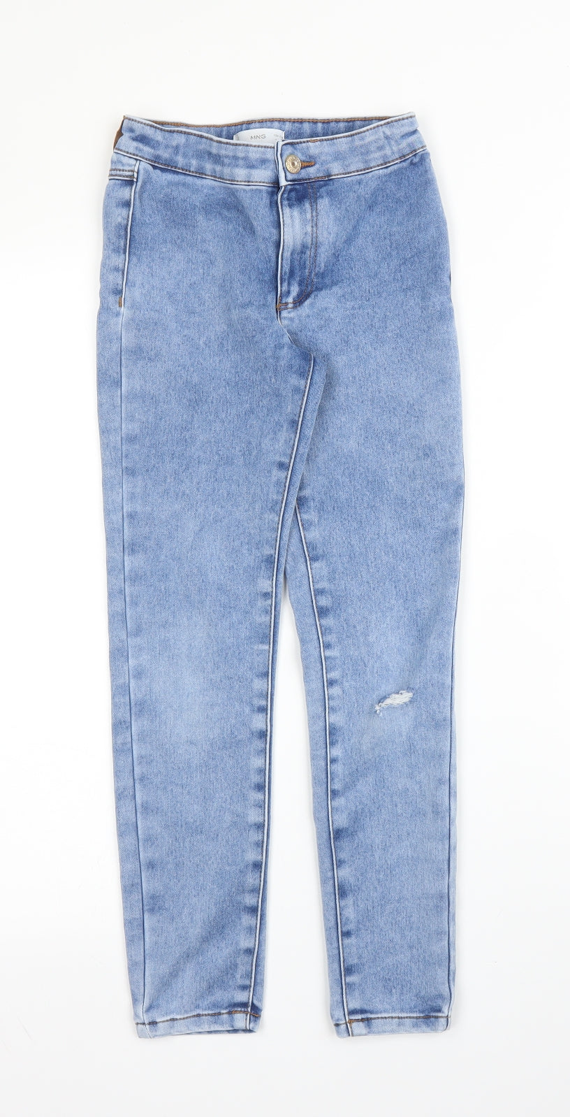 Mango Girls Blue  Cotton Skinny Jeans Size 9 Months L22 in Regular Zip