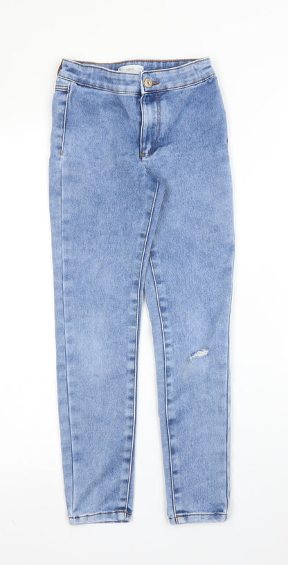 Mango Girls Blue  Cotton Skinny Jeans Size 9 Months L22 in Regular Zip