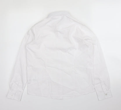 Back view of George boys’ white cotton basic button-up, size 11, years collared button