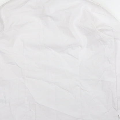 Brand and care label for George boys’ white cotton basic button-up, size 11, years collared button