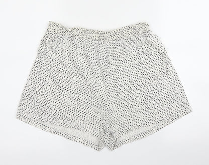 H&M Womens Beige Animal Print Cotton Bermuda Shorts Size S  Regular  - Spotted print