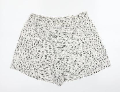 H&M Womens Beige Animal Print Cotton Bermuda Shorts Size S  Regular  - Spotted print