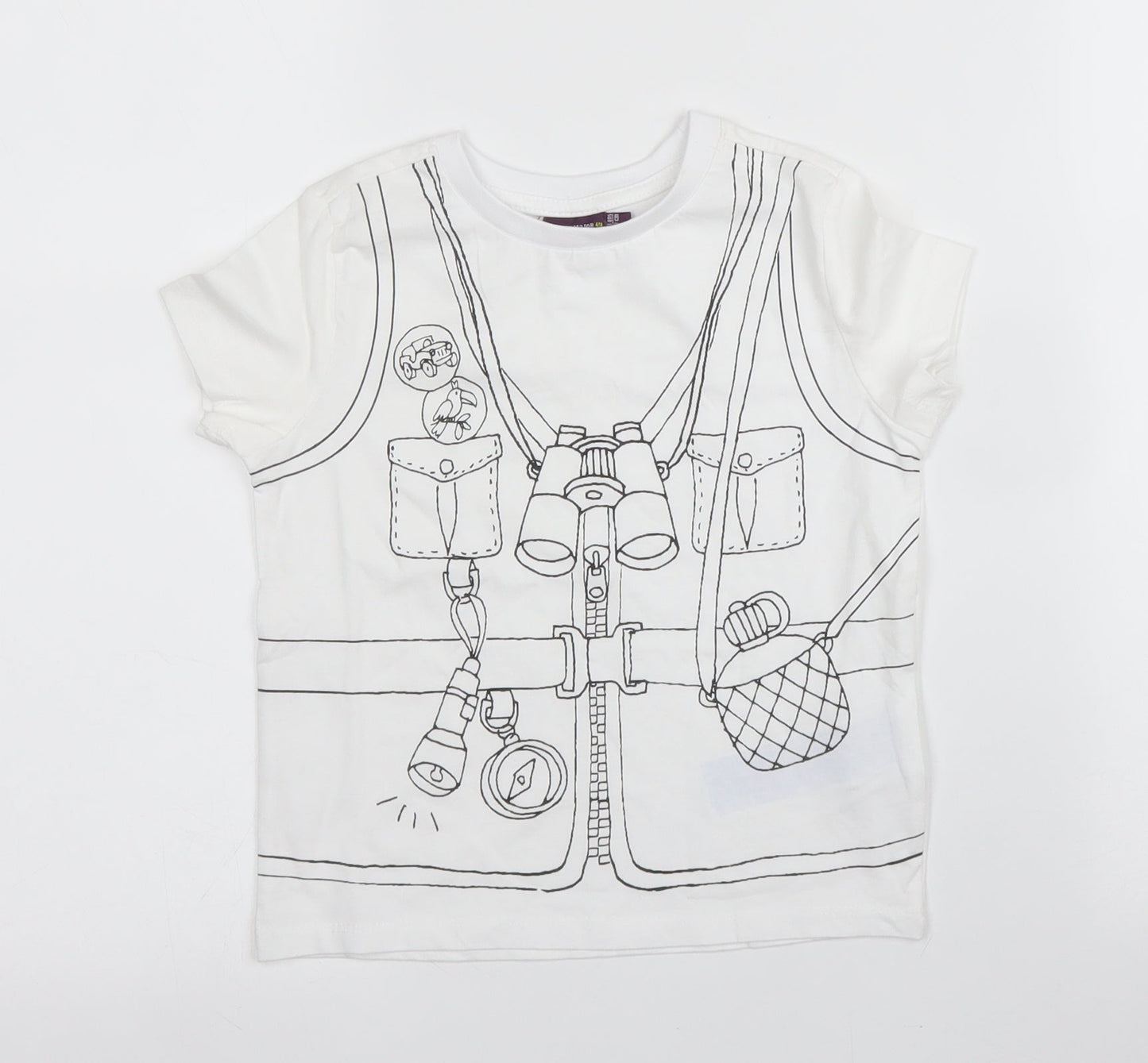 Sergent Major Boys White  Cotton Basic T-Shirt Size 2 Years Round Neck