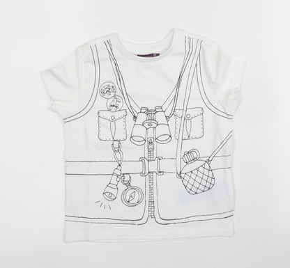 Sergent Major Boys White  Cotton Basic T-Shirt Size 2 Years Round Neck