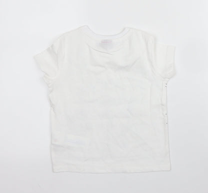 Sergent Major Boys White  Cotton Basic T-Shirt Size 2 Years Round Neck