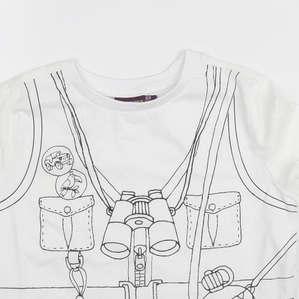 Sergent Major Boys White  Cotton Basic T-Shirt Size 2 Years Round Neck