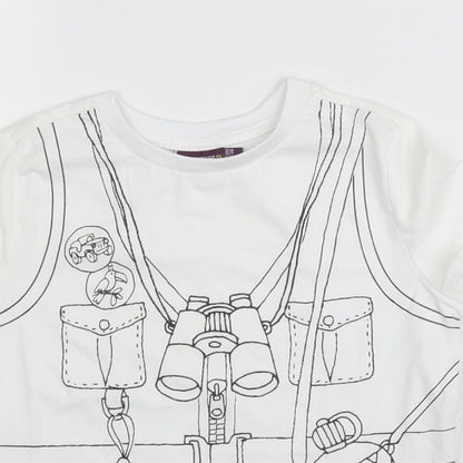 Sergent Major Boys White  Cotton Basic T-Shirt Size 2 Years Round Neck