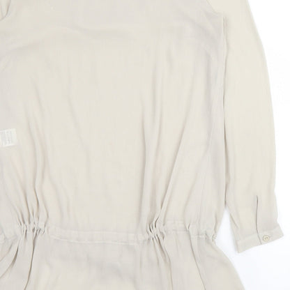 Epilogue Womens Beige  Polyester Basic Blouse Size 10 Round Neck