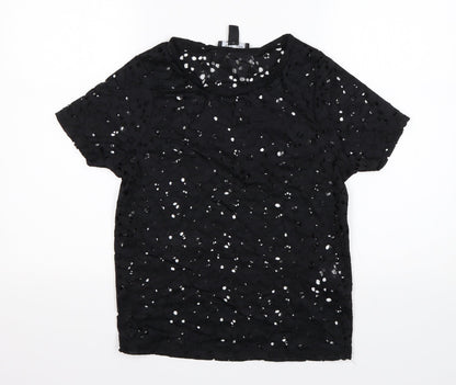 Womens UK Size 10 New Look Black Basic Blouse