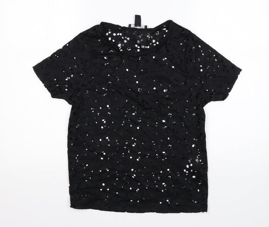 Womens UK Size 10 New Look Black Basic Blouse