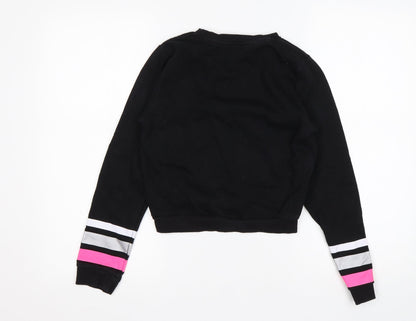 PEP&CO Girls Black  Cotton Pullover Sweatshirt Size 10-11 Years