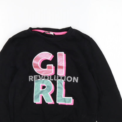 PEP&CO Girls Black  Cotton Pullover Sweatshirt Size 10-11 Years