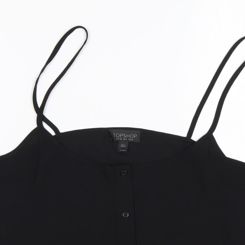 Womens UK Size 10 Topshop Black Basic Tank