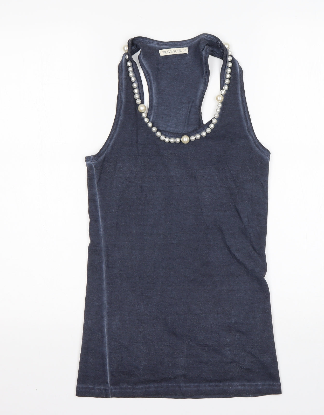 Womens UK Size XS Brave Soul Blue Basic Tank