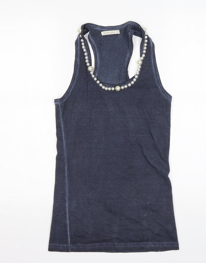 Womens UK Size XS Brave Soul Blue Basic Tank