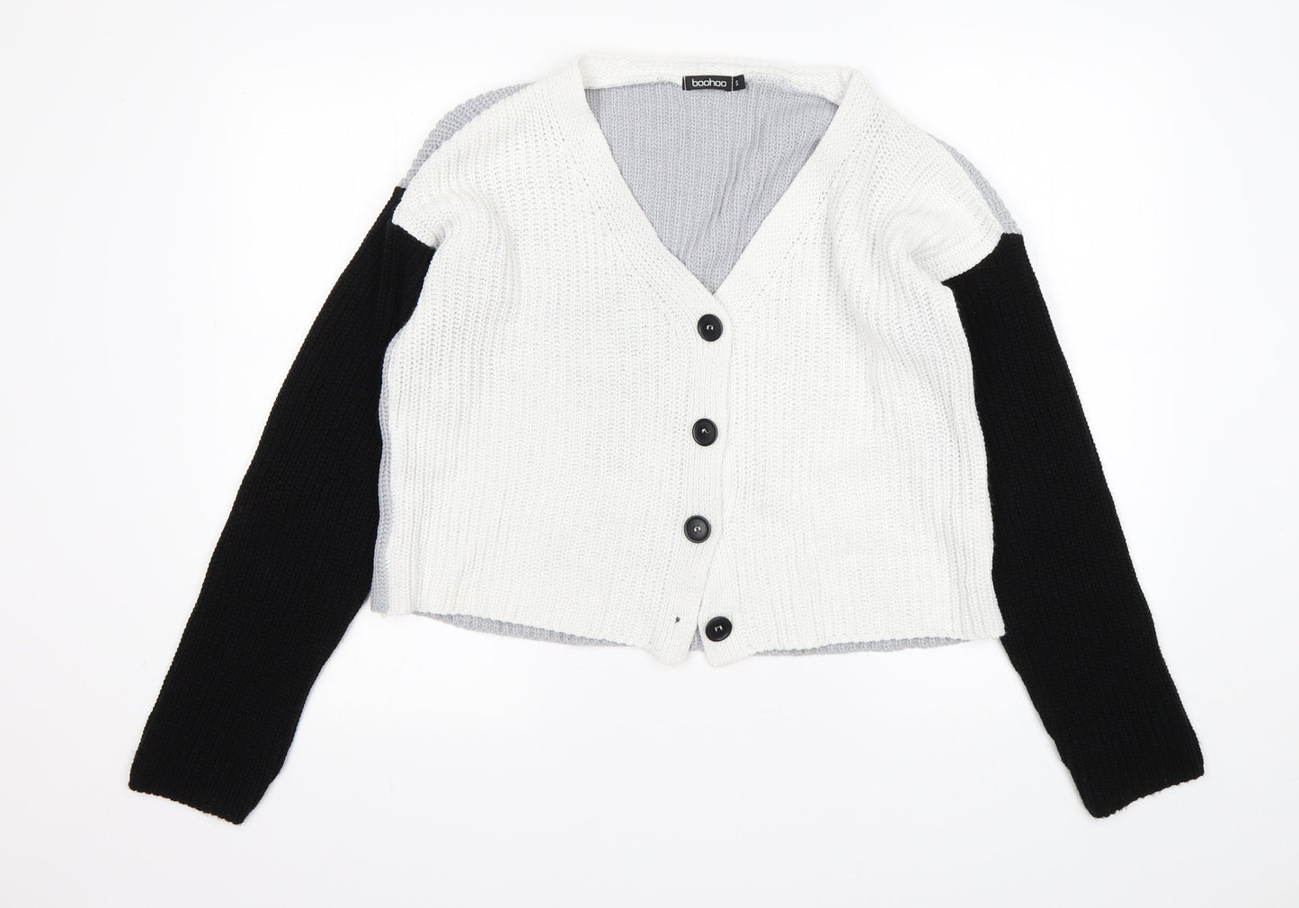 Boohoo Womens Multicoloured V-Neck  Acrylic Cardigan Jumper Size S