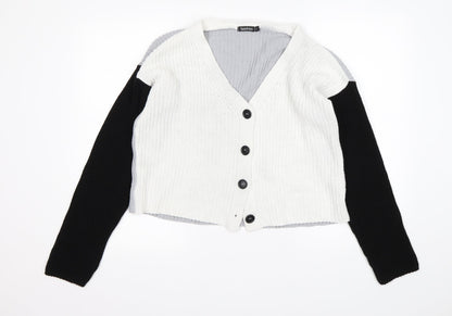 Boohoo Womens Multicoloured V-Neck  Acrylic Cardigan Jumper Size S
