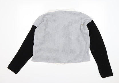 Boohoo Womens Multicoloured V-Neck  Acrylic Cardigan Jumper Size S