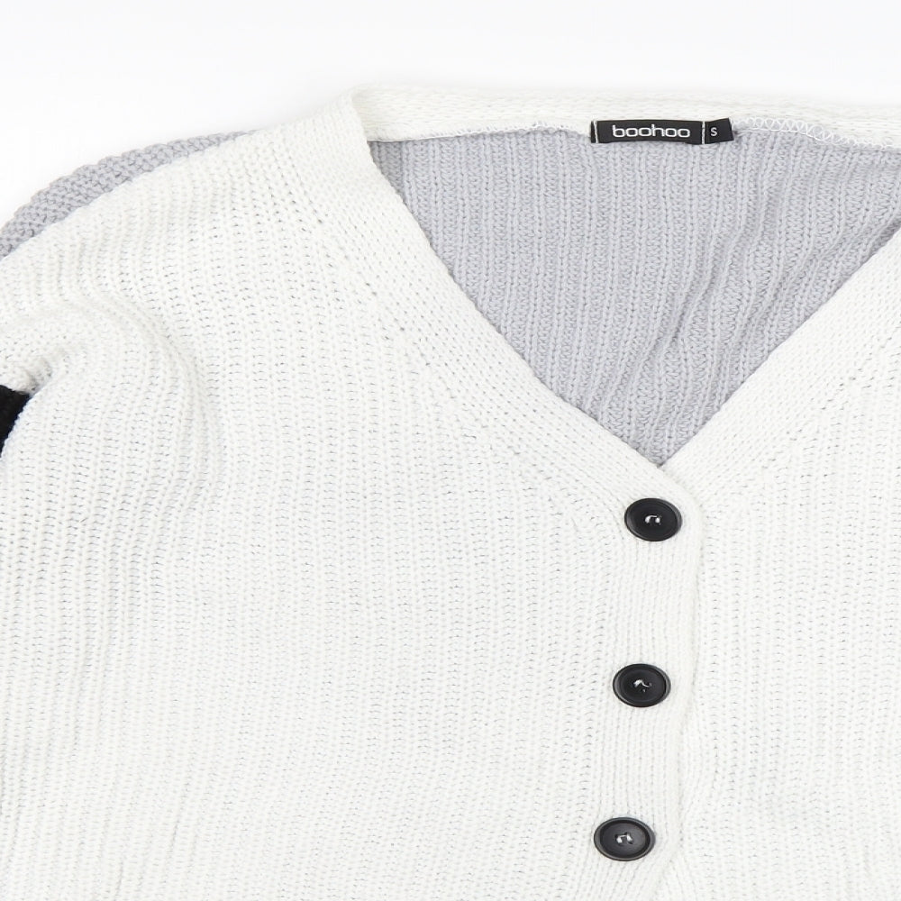 Boohoo Womens Multicoloured V-Neck  Acrylic Cardigan Jumper Size S
