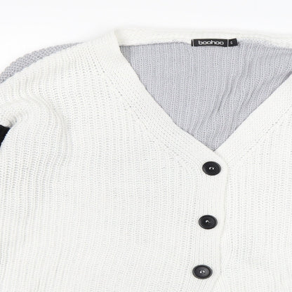 Boohoo Womens Multicoloured V-Neck  Acrylic Cardigan Jumper Size S