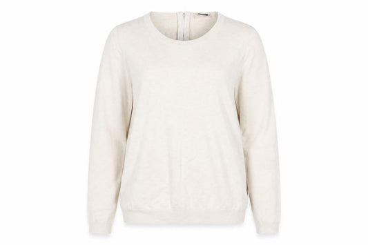 Front view of Papaya women’s beige round neck viscose jumper, size UK 18