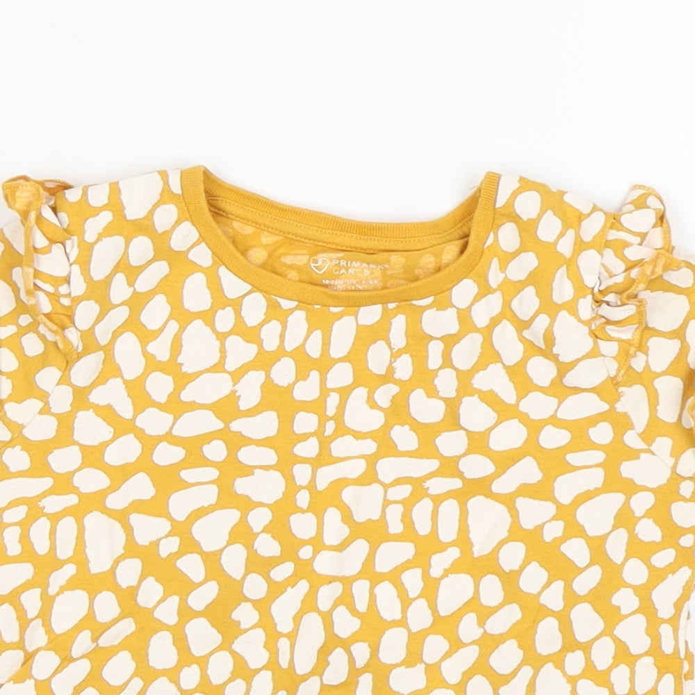 Primark Girls Multicoloured Animal Print Cotton Basic T-Shirt Size 18-24 Months Round Neck