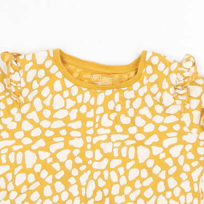 Primark Girls Multicoloured Animal Print Cotton Basic T-Shirt Size 18-24 Months Round Neck
