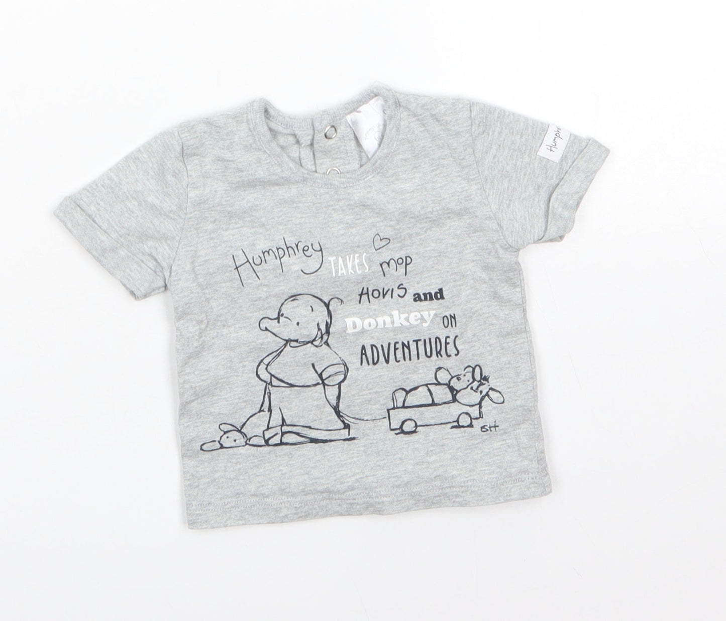 Humprey's Corner Baby Grey  100% Cotton Basic T-Shirt Size 0-3 Months Roll Neck