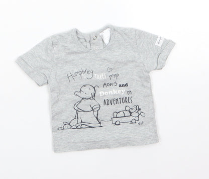 Humprey's Corner Baby Grey  100% Cotton Basic T-Shirt Size 0-3 Months Roll Neck