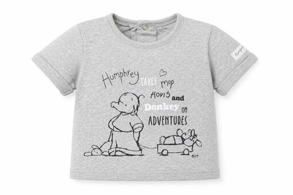 Front view of Humprey's Corner Baby Grey 100% Cotton Basic T-Shirt, size 0-3, Months Roll Neck