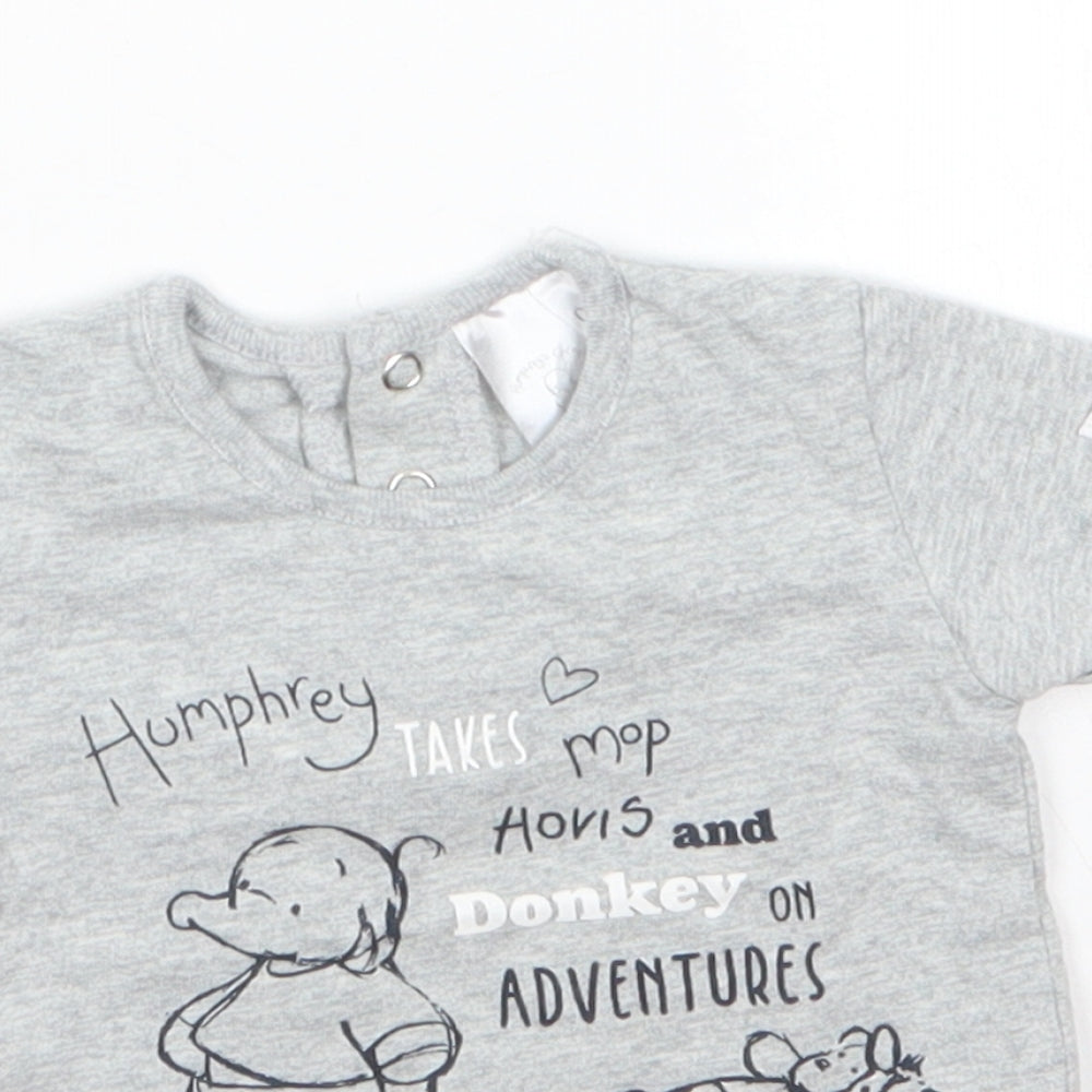 Humprey's Corner Baby Grey  100% Cotton Basic T-Shirt Size 0-3 Months Roll Neck